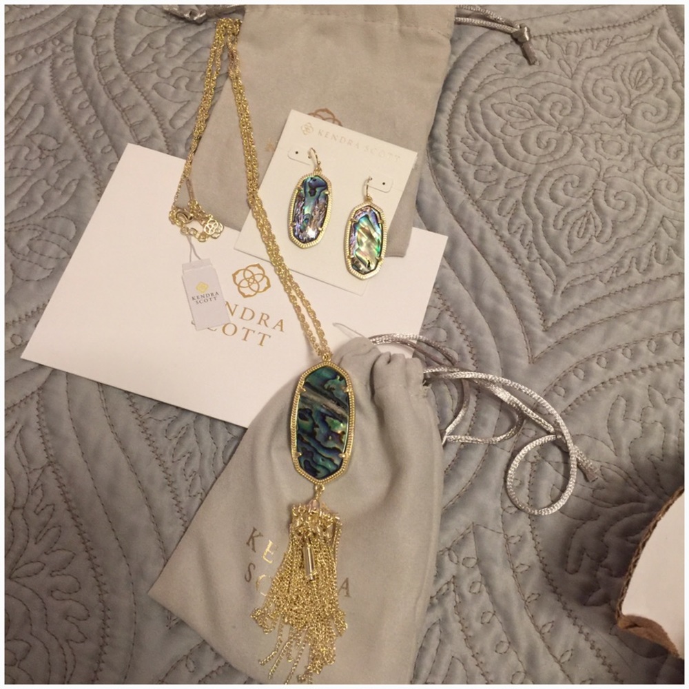 Kendra Abalone Necklace & Earrings, Rayne & Elle